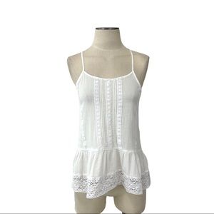 Mossimo- White Crepe Peplum Tank Size Medium
